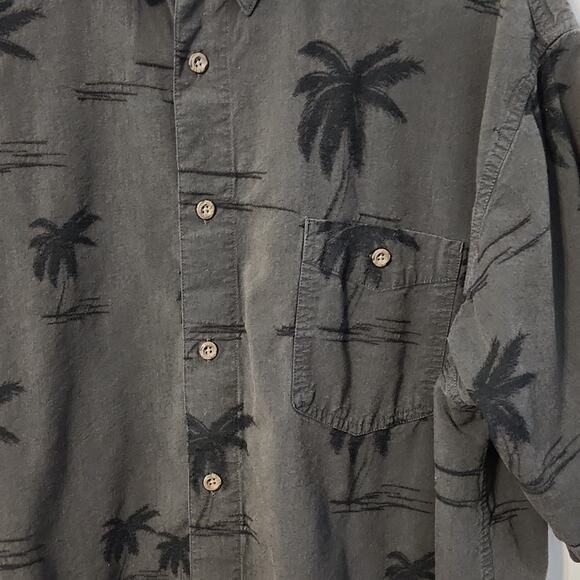 Cabela's Men's Gray Hawaiian Button Front Camp Shirt Size XL Collar Pocket - Picture 5 of 11